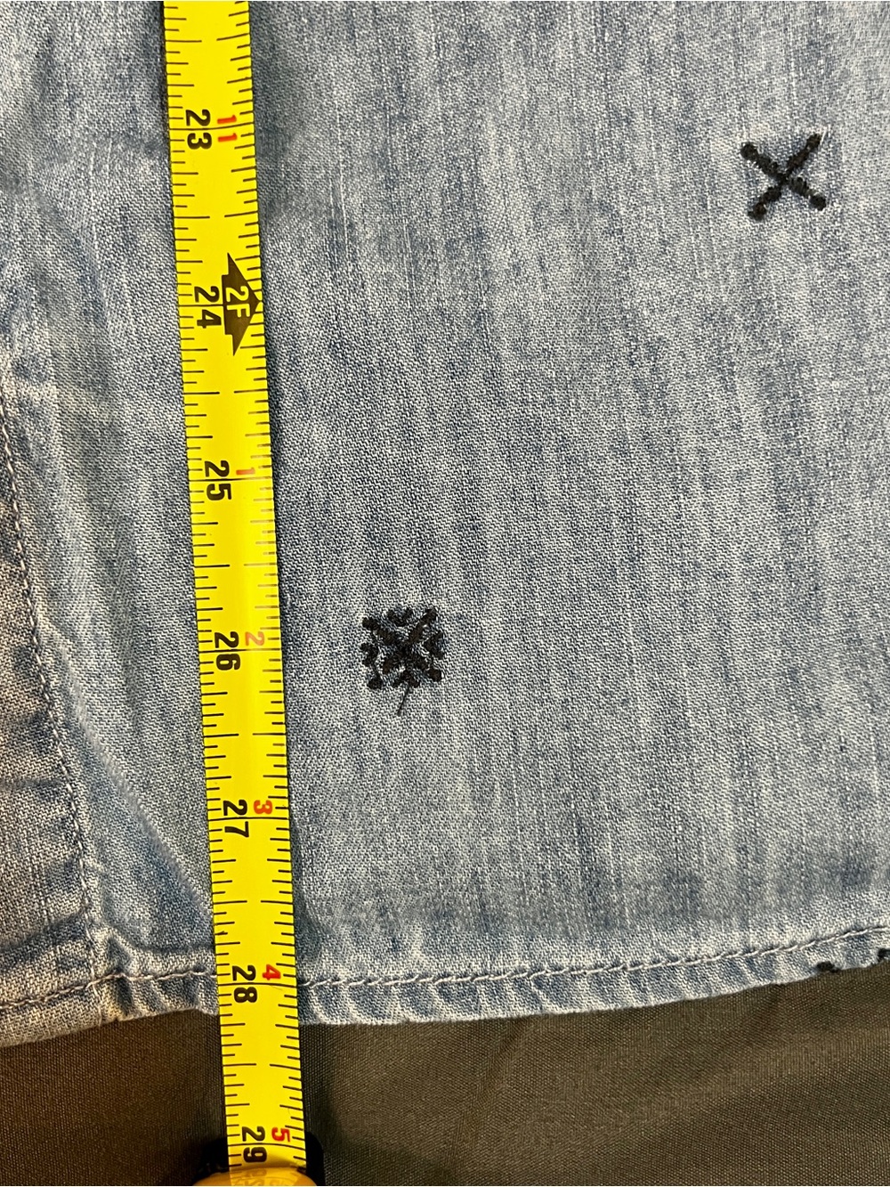 Style&Co Wms Blue Chambray Cotton Embroidered Retro Boho Ruffle Peasant Top XL - Picture 13 of 15